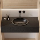 Omnires Shell M+ umywalka 44x31 cm owalna wpuszczana-podblatowa czarny lava mat SHELL380UPBLV