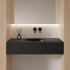 Omnires Shell M+ umywalka 44x31 cm owalna wpuszczana-podblatowa czarny lava mat SHELL380UPBLV