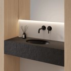 Omnires Shell M+ umywalka 44x31 cm owalna wpuszczana-podblatowa czarny lava mat SHELL380UPBLV