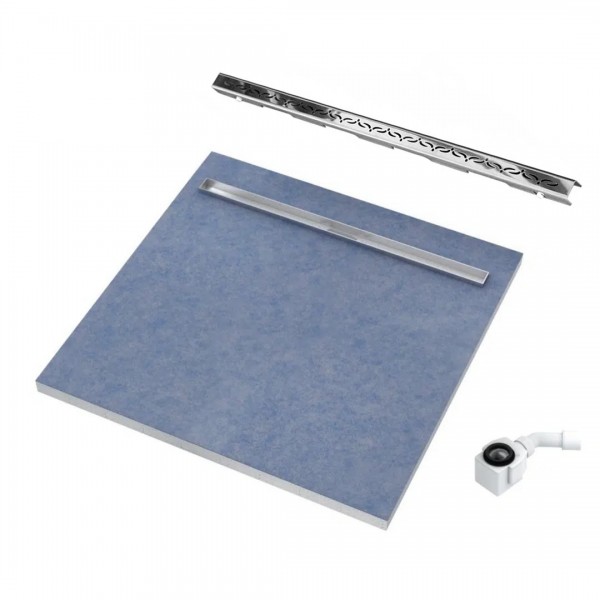 Schedpol Slight Line brodzik podpłytkowy 1-spadowy 80x80 cm z rusztem stamp 10ST.1S3-8080