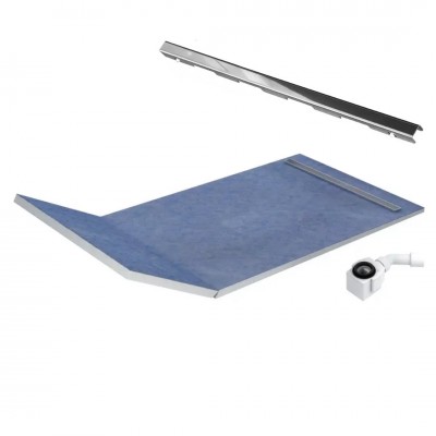 Schedpol Slight Line brodzik podpłytkowy 1-spadowy 130+50x80 cm z rusztem steel krótki bok 10ST.1S2-80180