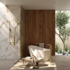 Deante Prizma ścianka wolnostojąca 80 cm Walk-in złoto szczotkowane KTJ_R38R