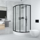 Deante Funkia kabina prysznicowa półokrągła 90 cm czarny mat/szkło przeźroczyste KYP N51K