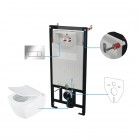 Deante Blur miska WC wisząca bez kołnierza z deską wolnoopadającą i stelaż podtynkowy z przyciskiem chrom CDZS6ZPW