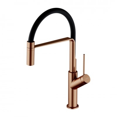 Omnires Vita bateria kuchenna stojąca z wyciąganą wylewką miedź szczotkowana VI6350BLCPB