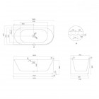 Oltens Hamnes wanna wolnostojąca narożna 160x75 cm lewa biała 11010000
