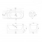 Oltens Hamnes wanna wolnostojąca narożna 170x80 cm lewa biała 11011000