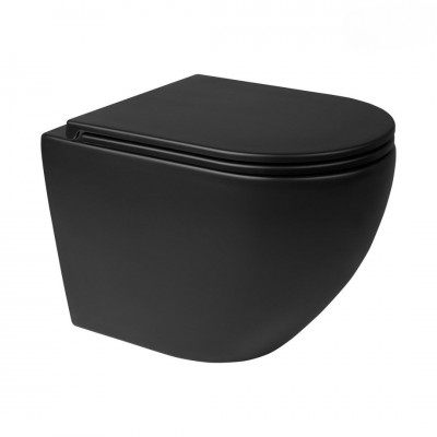 Oltens Hamnes Stille miska WC wisząca PureRim czarny mat 42021300