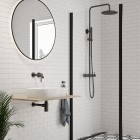 Oltens Molle zestaw prysznicowy ścienny z deszczownicą grafit 36504400