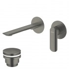 Vedo Aletta Grafite bateria umywalkowa podtynkowa wylewka 19,5 cm z korkiem klik klak grafit szczotkowany VBA5012/C/SG