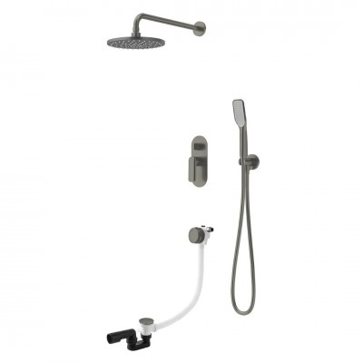 Vedo Aletta Grafite zestaw wannowy podtynkowy III deszczownica 25 cm grafit szczotkowany VBA5233/25/SG