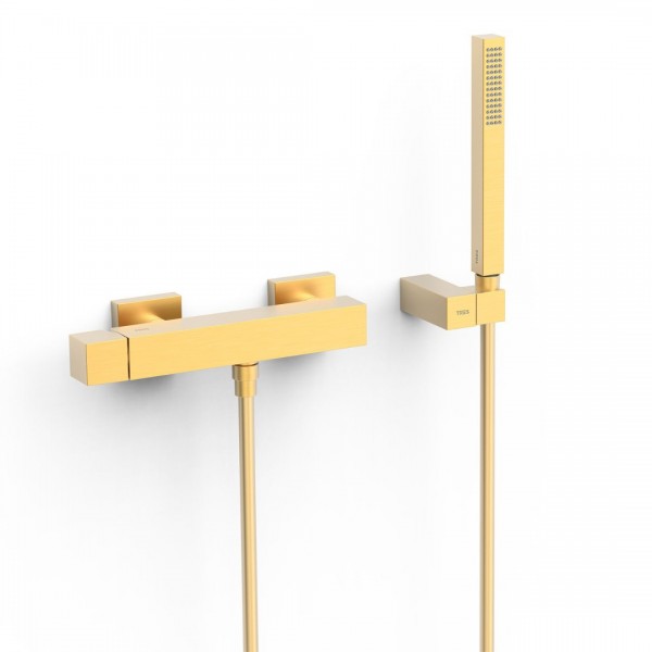 Tres Cuadro bateria prysznicowa ścienna złoty mat 00716703OM