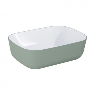 Elita Meble Reni umywalka nablatowa 45,5x32,5 cm prostokątna biały połysk/zielony mat RE040460890890