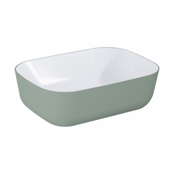 Elita Meble Reni umywalka nablatowa 45,5x32,5 cm prostokątna biały połysk/zielony mat RE040460890890