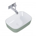 Elita Meble Reni umywalka nablatowa 45,5x32,5 cm prostokątna biały połysk/zielony mat RE040460890890