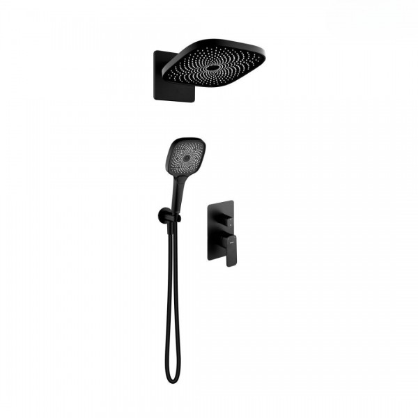 Oltens Hadsel zestaw prysznicowy podtynkowy deszczownica 26 cm czarny mat 36028300