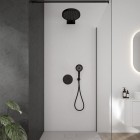 Oltens Vann Krafta deszczownica 26 cm okrągła prysznicowa z ramieniem czarny mat 36039300