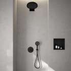 Oltens Regna Krafta deszczownica okrągła 32 cm prysznicowa z ramieniem czarny mat 36041300