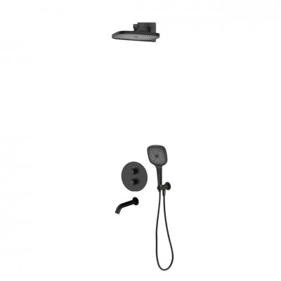 Oltens Katla zestaw wannowo-prysznicowy podtynkowy termostatyczny deszczownica 26 cm czarny mat 36066300 Oltens Katla zestaw wannowo-prysznicowy podtynkowy termostatyczny deszczownica 26 cm czarny mat 36066300