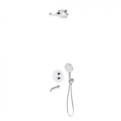 Oltens Katla zestaw wannowo-prysznicowy podtynkowy termostatyczny deszczownica 32 cm chrom 36067100