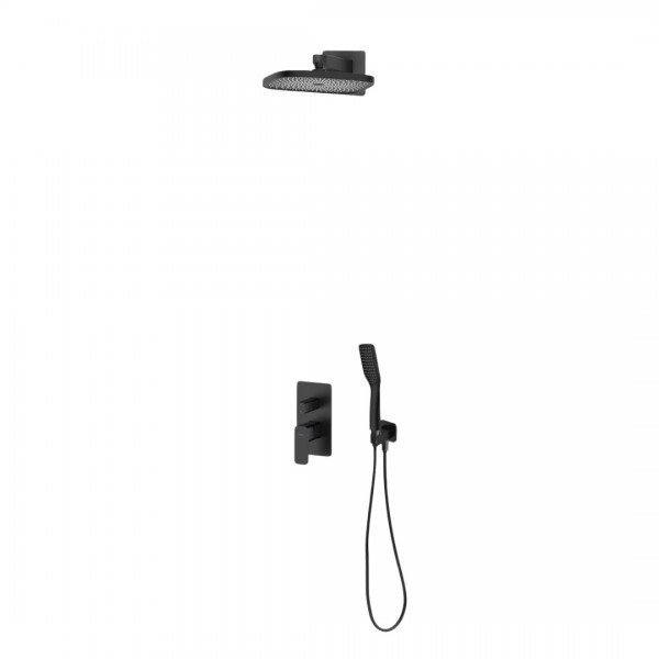 Oltens Hadsel zestaw prysznicowy podtynkowy deszczownica 26 cm czarny mat 36043300