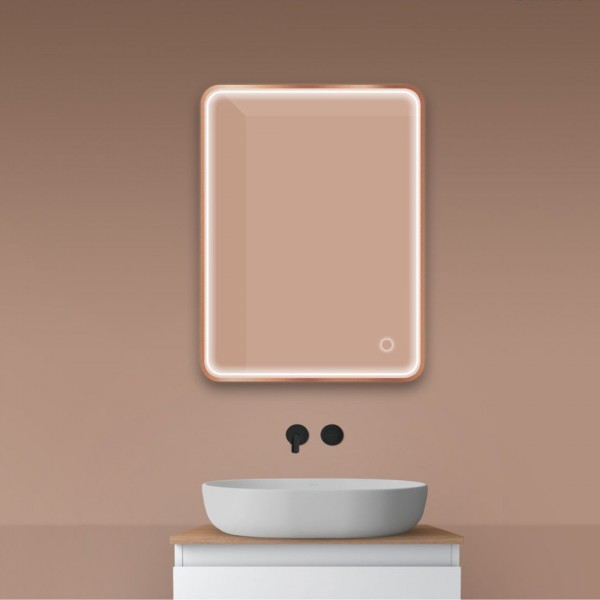 Oltens Nordlis lustro 60x80 cm prostokątne z oświetleniem LED miedź szczotkowana 64116610