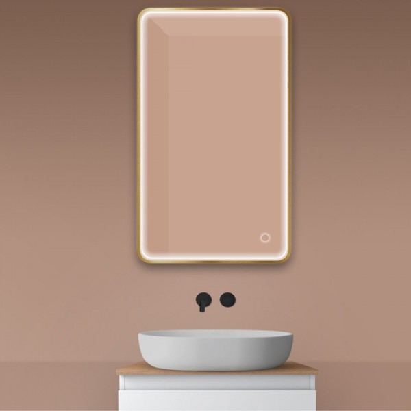 Oltens Nordlis lustro 60x100 cm prostokątne z oświetleniem LED złoto szczotkowane 64117810