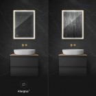 Oltens Nordlis lustro 60x80 cm prostokątne z oświetleniem LED złoty połysk 64105800