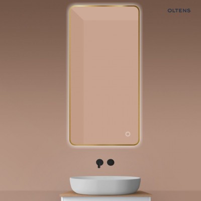 Oltens Nordlis lustro 60x120 cm prostokątne z oświetleniem LED złoto szczotkowane 64121810