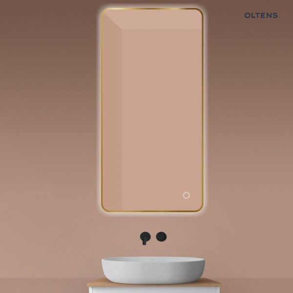 Oltens Nordlis lustro 60x120 cm prostokątne z oświetleniem LED złoto szczotkowane 64121810