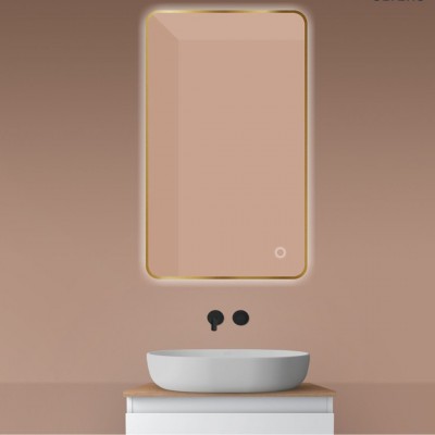 Oltens Nordlis lustro 60x100 cm prostokątne z oświetleniem LED złoto szczotkowane 64120810 Oltens Nordlis lustro 60x100 cm prostokątne z oświetleniem LED złoto szczotkowane 64120810