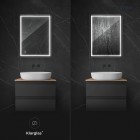 Oltens Nordlis lustro 60x100 cm prostokątne z oświetleniem LED czarny mat 64111300