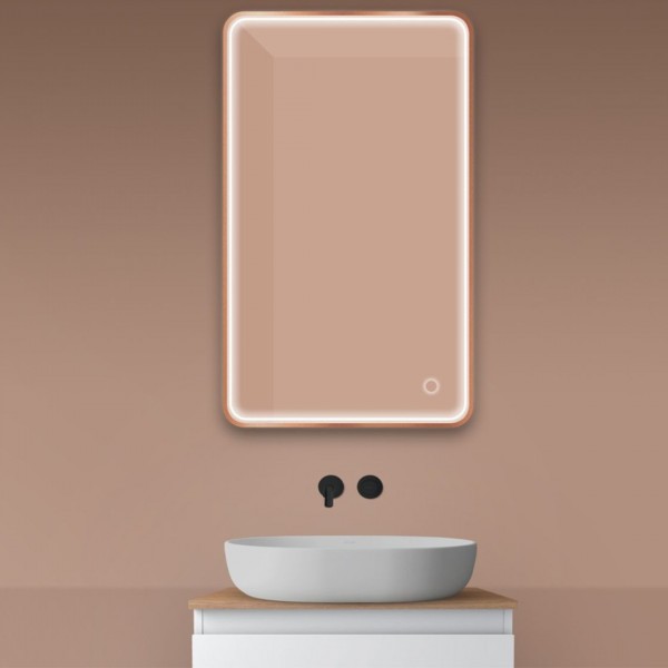 Oltens Nordlis lustro 60x100 cm prostokątne z oświetleniem LED miedź szczotkowana 64117610