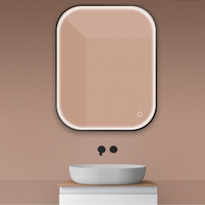 Oltens Nordlis lustro 80x100 cm prostokątne z oświetleniem LED czarny mat 64124300