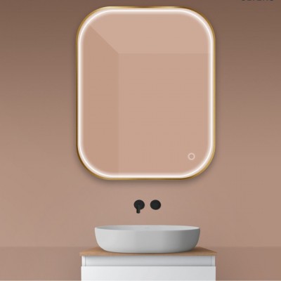 Oltens Nordlis lustro 80x100 cm prostokątne z oświetleniem LED złoto szczotkowane 64124810 Oltens Nordlis lustro 80x100 cm prostokątne z oświetleniem LED złoto szczotkowane 64124810