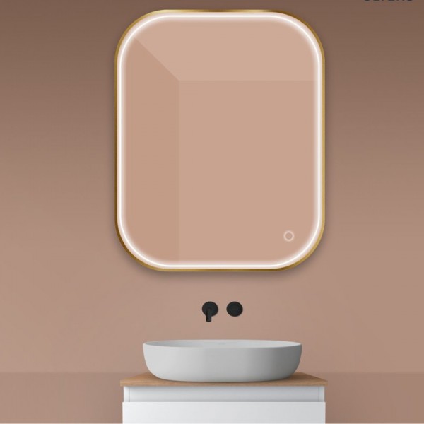 Oltens Nordlis lustro 80x100 cm prostokątne z oświetleniem LED złoto szczotkowane 64124810