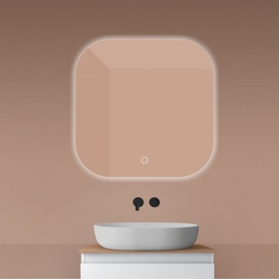 Oltens Nordlis lustro 80x80 cm kwadratowe z oświetleniem LED 64125000