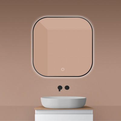 Oltens Nordlis lustro 80x80 cm kwadratowe z oświetleniem LED czarny mat 64125300 Oltens Nordlis lustro 80x80 cm kwadratowe z oświetleniem LED czarny mat 64125300