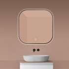 Oltens Nordlis lustro 80x80 cm kwadratowe z oświetleniem LED czarny mat 64125300