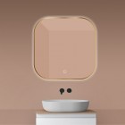 Oltens Nordlis lustro 80x80 cm kwadratowe z oświetleniem LED złoto szczotkowane 64125810