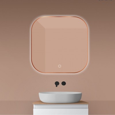 Oltens Nordlis lustro 80x80 cm kwadratowe z oświetleniem LED miedź szczotkowana 64125610