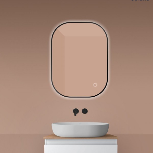 Oltens Nordlis lustro 60x80 cm prostokątne z oświetleniem LED czarny mat 64126300