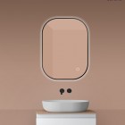 Oltens Nordlis lustro 60x80 cm prostokątne z oświetleniem LED czarny mat 64126300