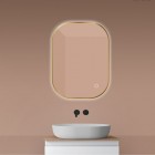 Oltens Nordlis lustro 60x80 cm prostokątne z oświetleniem LED złoto szczotkowane 64126810