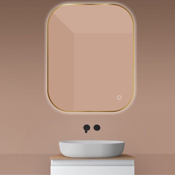 Oltens Nordlis lustro 80x100 cm prostokątne z oświetleniem LED złoto szczotkowane 64127810