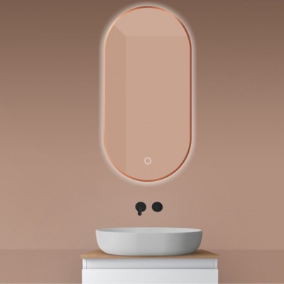 Oltens Nordlis lustro 50x100 cm owalne z oświetleniem LED miedź szczotkowana 64129610