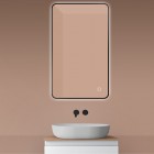 Oltens Nordlis lustro 60x80 cm prostokątne z oświetleniem LED czarny mat 64119300