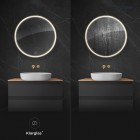 Oltens Nordlis lustro 60 cm okrągłe z oświetleniem LED złoty połysk 64100800