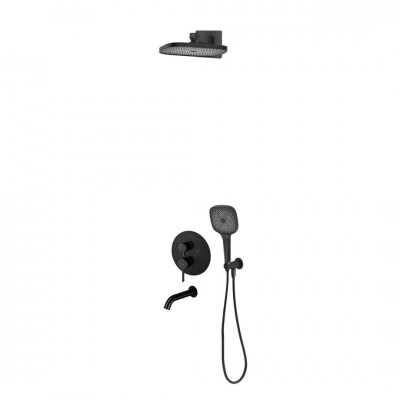 Oltens Rann zestaw wannowo-prysznicowy podtynkowy deszczownica 26 cm czarny mat 36079300 Oltens Rann zestaw wannowo-prysznicowy podtynkowy deszczownica 26 cm czarny mat 36079300
