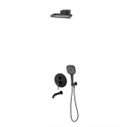 Oltens Rann zestaw wannowo-prysznicowy podtynkowy deszczownica 26 cm czarny mat 36079300